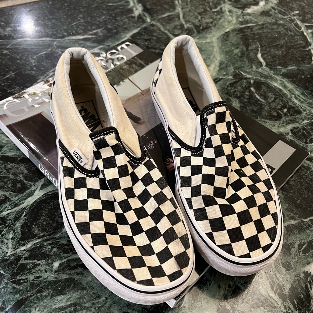 Vans checkered slip ons